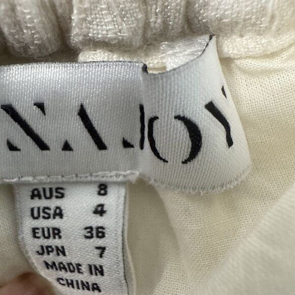 Shona Joy Skirt Womens 4 Ivory Linen Aria Drawstring Split Minimalist Langenlook - Picture 11 of 13